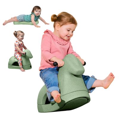 Nuby Rock 'N Ride Rocking Horse for Kids - Ride, Rock & Scoot Toy for Indoor & Outdoor Play - Balance & Coordination Development Toy - Ages 12+ Months - Green Horse