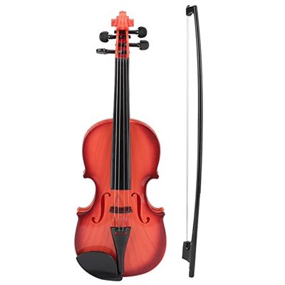 Children Entertainment Toy Simulated Kid Acoustic Violin Toy Adjustable String Musical Beginner Develop Instrument Practice (Light Brown)