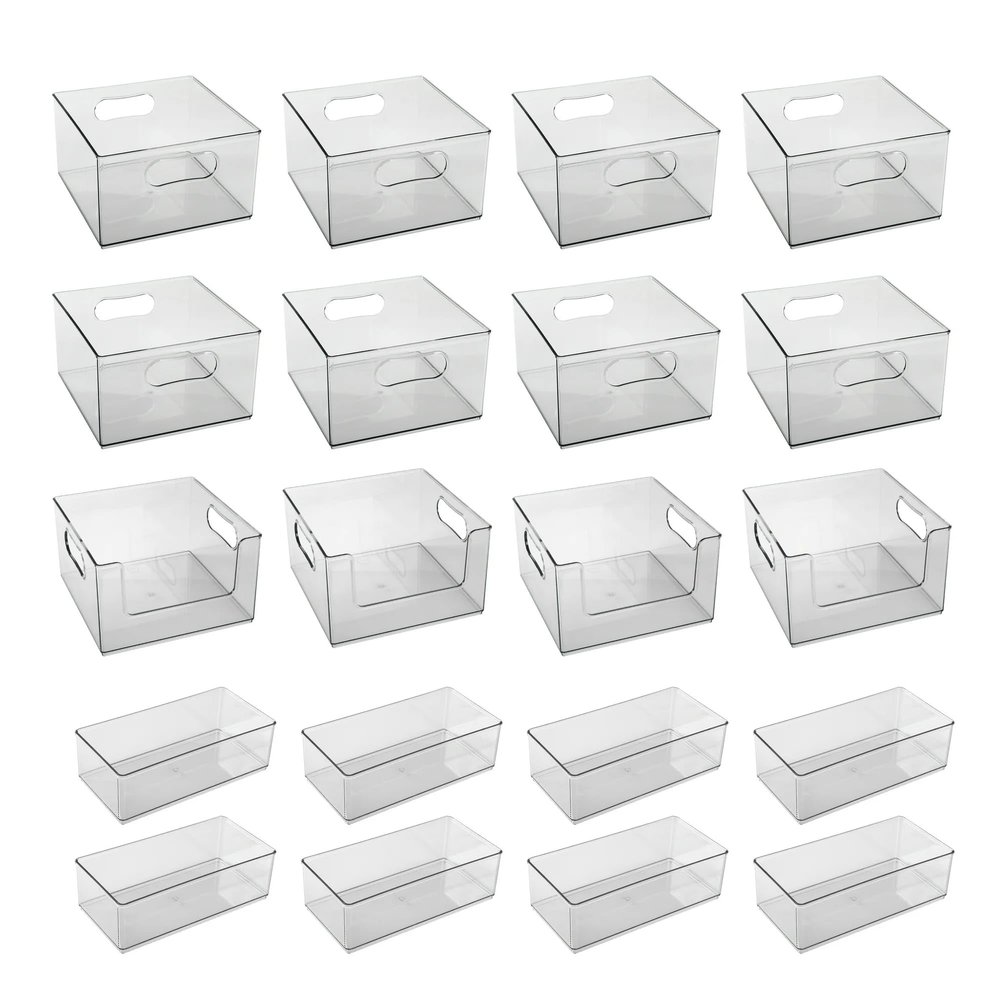 20 Pack Clear Storage Bins with Lids, Stackable Plastic Storage Boxes, Durable Storage Containers with Handles for Home, Office, and Bedroom Organization