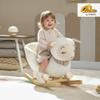Qaba Sheep Baby Rocking Horse, Plush Stuffed Animal Rocker with Lullaby Song and Safety Belt, Kids Ride on Rocking Horse for Toddlers 1836 Months, White view 2