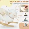 Qaba Sheep Baby Rocking Horse, Plush Stuffed Animal Rocker with Lullaby Song and Safety Belt, Kids Ride on Rocking Horse for Toddlers 1836 Months, White view 3