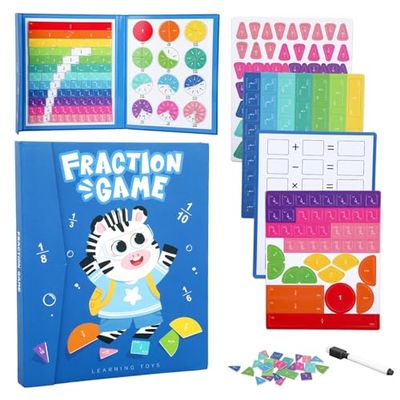 Magnetic Fraction Demonstration Book Educational Puzzle, Magnetic Fractions Book for Kids Fraction Math Manipulatives Fractions Tiles Montessori-inspired Score Disk Demonstrator for Elementary School