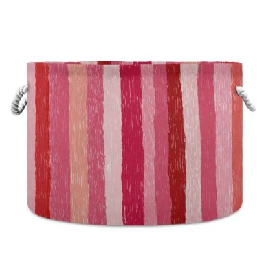 FUGIDOG Watercolor Stripes Blanket Basket with Cotton Rope Handles Baby Laundry Hamper Waterproof Foldable Storage Basket Home Storage Bin Organizer, 20x20x14 inch
