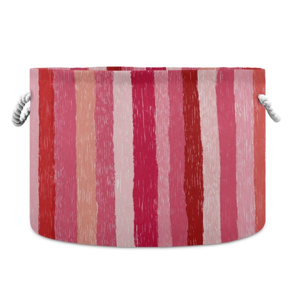 FUGIDOG Watercolor Stripes Blanket Basket with Cotton Rope Handles Baby Laundry Hamper Waterproof Foldable Storage Basket Home Storage Bin Organizer, 20x20x14 inch