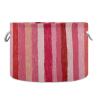 FUGIDOG Watercolor Stripes Blanket Basket with Cotton Rope Handles Baby Laundry Hamper Waterproof Foldable Storage Basket Home Storage Bin Organizer, 20x20x14 inch view 1