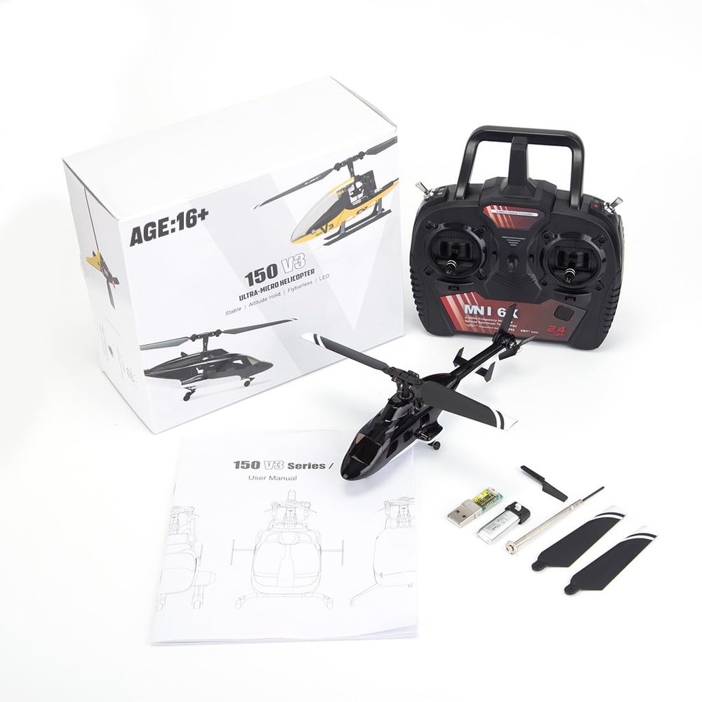 Air-Wolf RC Helicopter for Adults, F150BL V3 2.4G 5CH Flybarless RC Helicopter Model with LED Lights & Upgraded AHSS Control System, Remote Control Helicopters, Flybarless Airplane - RTF