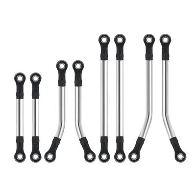 8 Piece Stainless Steel Link Set Compatible with 1/18 RC Track Chassis Clearance Suspension Upgrade Parts Compatible with Style Models(Bent Links Set)