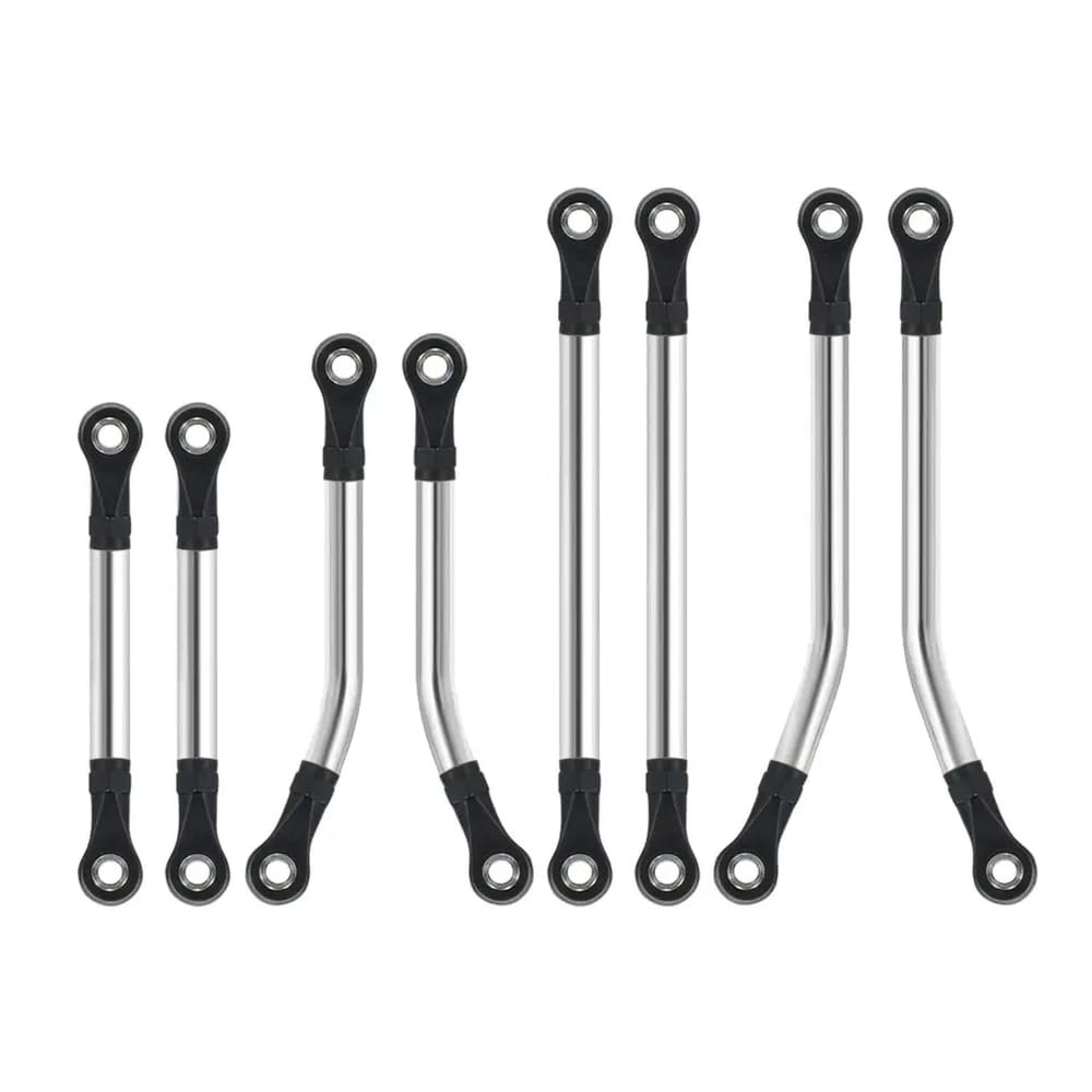 8 Piece Stainless Steel Link Set Compatible with 1/18 RC Track Chassis Clearance Suspension Upgrade Parts Compatible with Style Models(Bent Links Set)