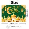 Avezano Eid Mubarak Backdrop Ramadan Mubarak Decorations Muslim Ramadan Banner for Home Muslim Eid Party Supplies (Green, 7x5ft) view 2