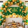 Avezano Eid Mubarak Backdrop Ramadan Mubarak Decorations Muslim Ramadan Banner for Home Muslim Eid Party Supplies (Green, 7x5ft) view 3