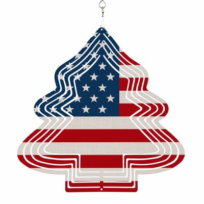 4th of July Wind Spinner for Yard and Garden, Red Stripes Independence Day Hanging Ornaments Outdoor 3D Kinetic Wind Sculpture Spinners Indoor Outdoor Patio Dcor Ornaments Gift 8 Inch
