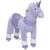 Qaba Ride on Horse for Kids 4-7 Years, 37.8 Inch Height Plush Riding Unicorn, Walking Horse Animal with Rolling Wheels for Active Play, No Batteries Required, Purple view 1