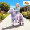 Qaba Ride on Horse for Kids 4-7 Years, 37.8 Inch Height Plush Riding Unicorn, Walking Horse Animal with Rolling Wheels for Active Play, No Batteries Required, Purple view 2