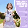 Qaba Ride on Horse for Kids 4-7 Years, 37.8 Inch Height Plush Riding Unicorn, Walking Horse Animal with Rolling Wheels for Active Play, No Batteries Required, Purple view 3