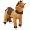 Qaba Ride on Horse for Kids 3-5 Years, 29.5 Inch Height Plush Riding Pony, Walking Horse Animal with Rolling Wheels for Active Play, No Batteries Required, Brown view 1
