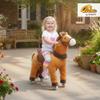 Qaba Ride on Horse for Kids 3-5 Years, 29.5 Inch Height Plush Riding Pony, Walking Horse Animal with Rolling Wheels for Active Play, No Batteries Required, Brown view 2