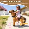 Qaba Ride on Horse for Kids 3-5 Years, 29.5 Inch Height Plush Riding Pony, Walking Horse Animal with Rolling Wheels for Active Play, No Batteries Required, Brown view 4