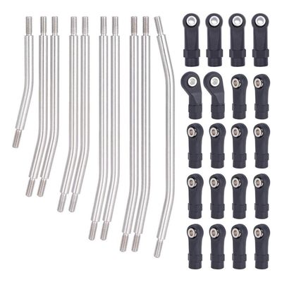 10Pcs Stainless Steel Links Rod Set with Ball End 313mm 324mm Wheelbase Compatible with 1 10 Scale RC Crawler Car Upgrade Parts Fits 90046 and Similar Models(313mm)