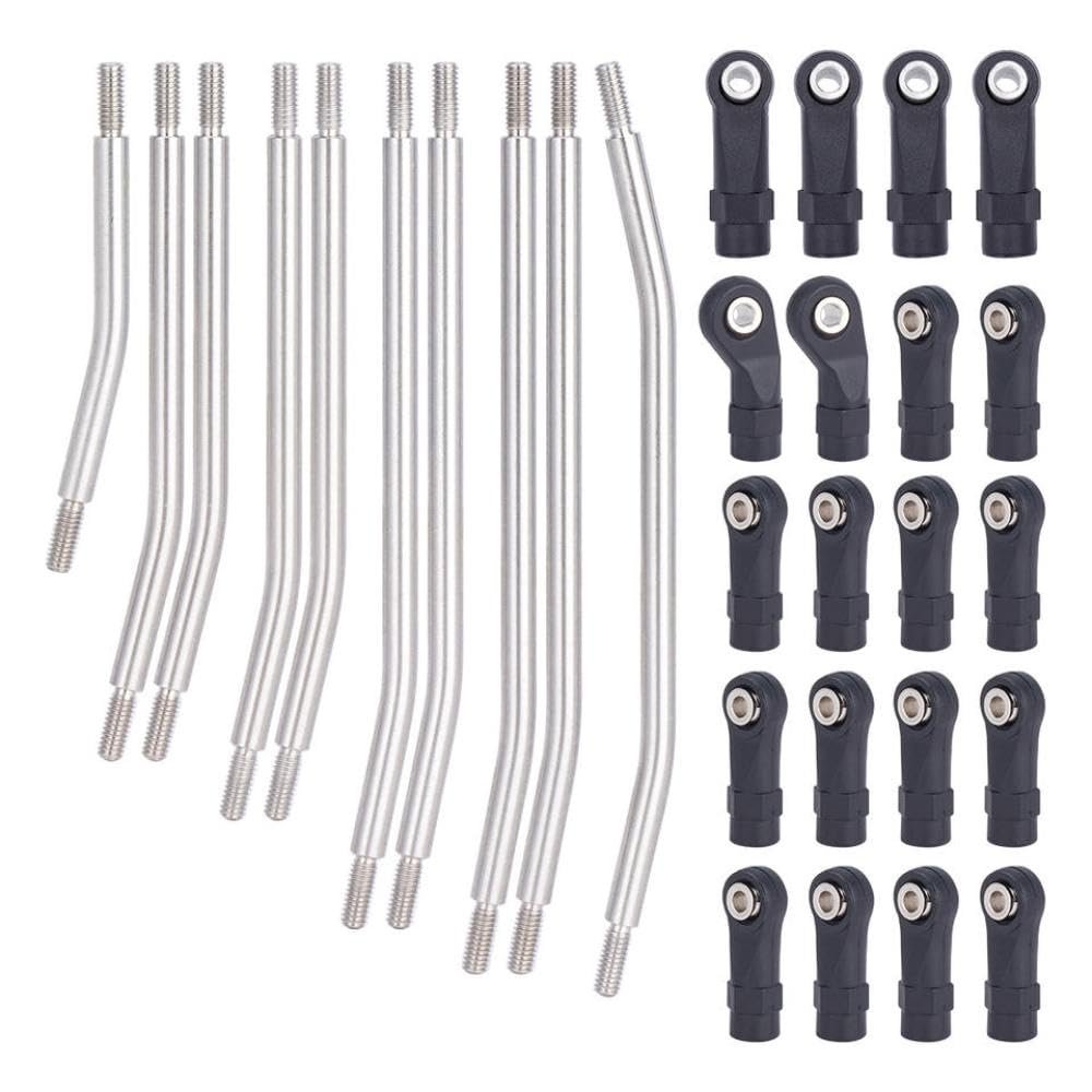 10Pcs Stainless Steel Links Rod Set with Ball End 313mm 324mm Wheelbase Compatible with 1 10 Scale RC Crawler Car Upgrade Parts Fits 90046 and Similar Models(313mm)