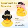 2pcs Novelty Rubber Ducks, Cool Rubber Ducks with Knitted Hat Sunglasses Necklace Beer Mug Cute Car Decoration Accessory for Lovers Friends Family view 2