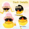 2pcs Novelty Rubber Ducks, Cool Rubber Ducks with Knitted Hat Sunglasses Necklace Beer Mug Cute Car Decoration Accessory for Lovers Friends Family view 4