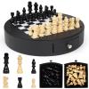 13-Inch Leather Chess Set with Wooden Chess Pieces,Portable Chess Board with Storage Drawer, Classic Strategy Board Game for Adults and Kids, Elegant Gift for Family and Friends view 1