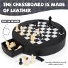 13-Inch Leather Chess Set with Wooden Chess Pieces,Portable Chess Board with Storage Drawer, Classic Strategy Board Game for Adults and Kids, Elegant Gift for Family and Friends view 3