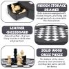 13-Inch Leather Chess Set with Wooden Chess Pieces,Portable Chess Board with Storage Drawer, Classic Strategy Board Game for Adults and Kids, Elegant Gift for Family and Friends view 4