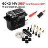 60KG Digital Servo Motor 14V Metal Gear Waterproof Brushless Remote Control Steering Servo(Continuous 360) view 2