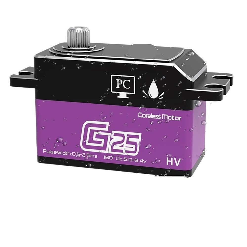 25KG PWM Digital Coreless Servo Motor Full Metal Gear High Torque Thin Short Body Servo Suitable for 1/8 1/10(G25kgCLS 270 Degree)