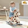 Qaba Rocking Horse, Kids Plush Animal Rocker with Realistic Neighing Sound for Toddlers 25 Years Old, Soft Filling Ride on Horse with Rabbit Toy, Brown view 2