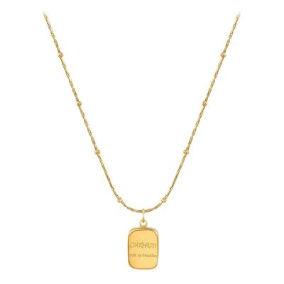 CCHENJOSG Ladies' small gold brick titanium steel necklace, with a light luxury and fashionable gold collarbone chain, elegant and simple, suitable for wearing in various daily occasions