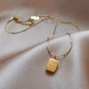CCHENJOSG Ladies' small gold brick titanium steel necklace, with a light luxury and fashionable gold collarbone chain, elegant and simple, suitable for wearing in various daily occasions view 2