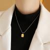 CCHENJOSG Ladies' small gold brick titanium steel necklace, with a light luxury and fashionable gold collarbone chain, elegant and simple, suitable for wearing in various daily occasions view 3