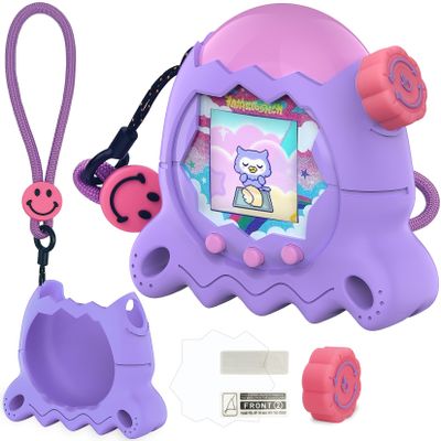 XEGIMOR Silicone Case for Tamagotchi Paradise with Button Cap, Protective Cover with Screen Protector and Lanyard for Tamagotchi Paradise Pet Accessories (Purple)