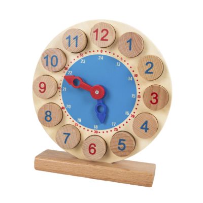 Menolana Analog Teaching Clock Kids Education Stem DIY Practice Learning Time Wood Clock Toy for Kids Children School Primary Students