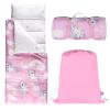 Hi Sprout Toddlers Nap Mat with Removable Pillow and Soft Blanket, Lightweight Daycare Preschool Kindergarten Sleeping Bag, Travel Slumber for Kids Girls Boys (Unicorn) view 1