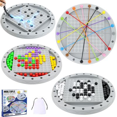 LWuuywa 4 in 1 Board Games for Kids 8-12, Magnetic Chess, Rope Untangling Puzzle Game, Go Game, Rainbow Bead Elimination, Classic Strategy Board Games for Family Night, Travel, 2-4 Players