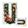 RMYRHQ Enchanted Floral Letter U Wooden Jigsaw Puzzle for Adults 1000 Pieces Oranges Peach Flowers Green Leaves Vines Alphabet Art Puzzle Suitable for Party Game Nights Give to Friends Present view 2