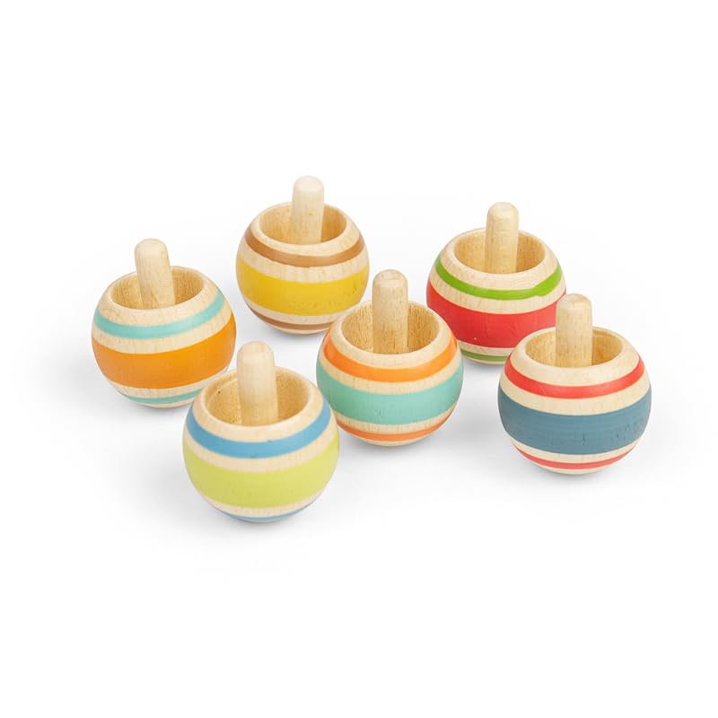 BigJigs Wooden Spinning Top Colourful Toy for Children