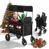 Muhub 2 Seater Wagon Stroller Foldable with Breathable Mesh, Waterfroof Canopy, with Rear Storage Bag,360 Swivel Wheel with Lock,50.8 * 37.8 * 22.44 in. view 1