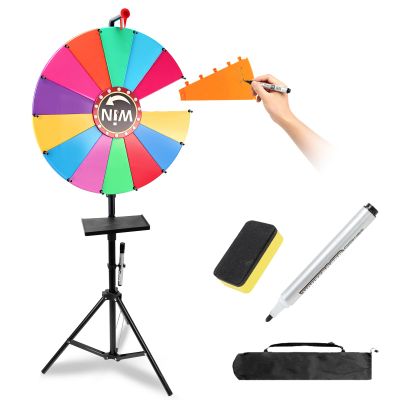 24-Inch Spinning Prize Wheel,14 Colors Heavy Duty Spinning Name Wheel for Prizes,Adjustable Desktop & Floor Stand,DIY Casino Prize Wheels Roulette of Fortune for Family,Party,Carnivals and Tradeshow