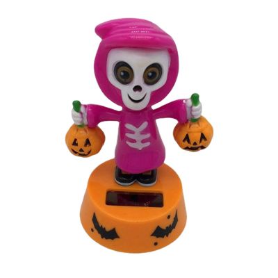 Halloween Car Dashboard Solar Powered Dancing Toys 5x7x11cm Skull Pumpkin Zombie Witch Car Shaking Head Dancer Doll Figurines Ghost Dancers Figurine for Halloween Party