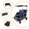 JULYSHILIU Car-Shaped Large 4 Seater Stroller Wagon for 2 3 Kids Toddler Child Foldable All-Terrain Triple Quad Wagon with Removable Canopy, 5-Point Harness, Storage Bag Shopping Outdoor (Deep Blue) view 3