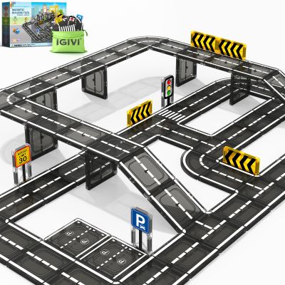 Magnetic Tiles Road Set, STEM Magnet Toys for Kids Ages 3-5 4-8, Magnetic Building Blocks for Toddlers, Birthday Gifts for 3+ Year Old Boys Girls
