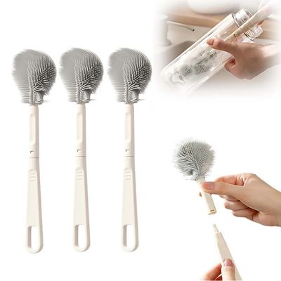 360 Flexible Silicone Bottle Brush with Long Handle, Soft Silicone Cup Cleaner Brush for Deep Cleaning, Multipurpose Water Bottle Cleaning Brush for Narrow Neck Bottles Baby Bottles Flasks (3)
