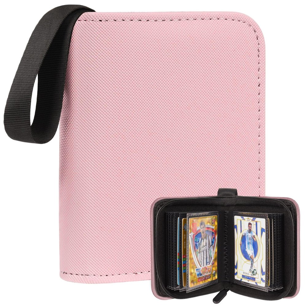 1 Pocket Card Binder  Collectible Trading Card Album, Single Card Holder with 20 Pages, Holds 40 Cards, Side-Loading Mini Binder for TCG, MTG, Sports, Baseball, Football, Small Sports Card Book,Pink