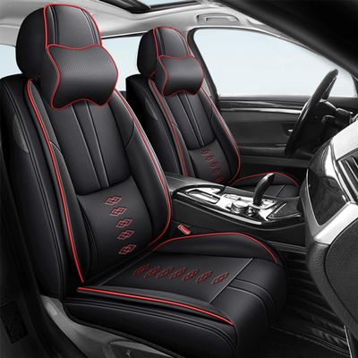 QUFEI Car Seat Covers for Legacy,for Subaru Legacy 1994-2024 2025,Leather Front Seat Covers,Airbag-Compatible Car Seat Protectors,Waterproof Seat Cover for Cars(Black+Red,2PCS/with Pillows)
