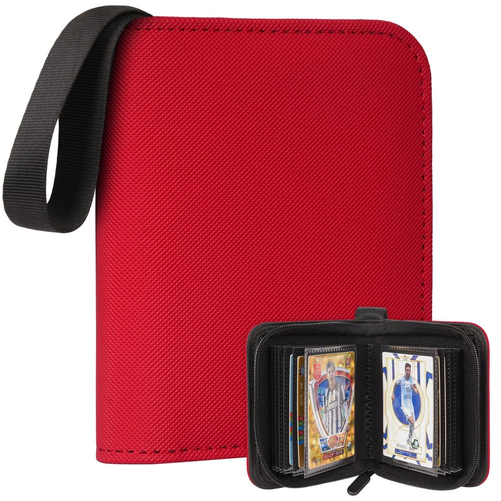1 Pocket Card Binder  Collectible Trading Card Album, Single Card Holder with 20 Pages, Holds 40 Cards, Side-Loading Mini Binder for TCG, MTG, Sports, Baseball, Football, Small Sports Card Book,Red