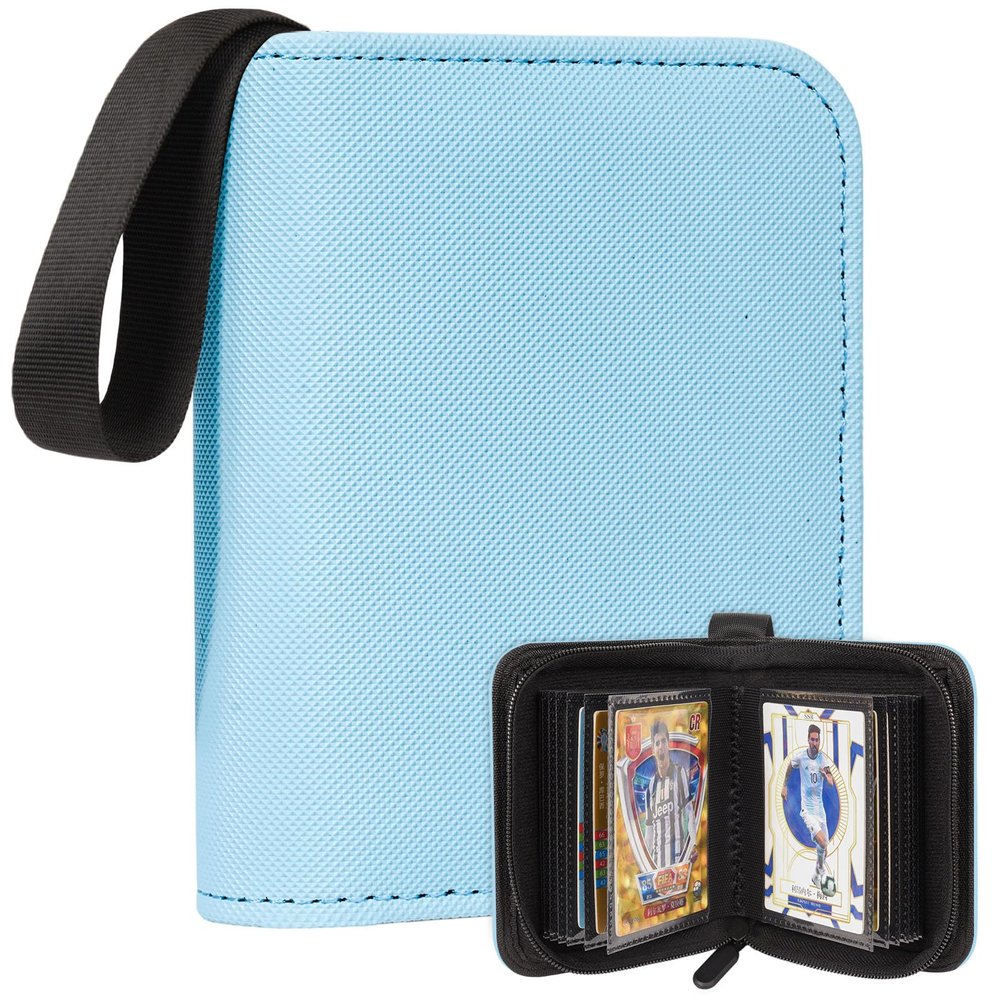 1 Pocket Card Binder Collectible Trading Card Album, Single Card Holder with 20 Pages, Holds 40 Cards, Side-Loading Mini Binder for TCG, MTG, Sports, Baseball, Football, Small Sports Card Book,Blue